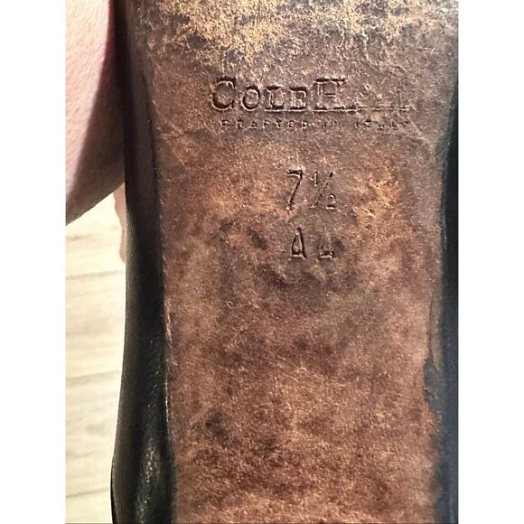 Cole Haan Women's Black Leather Mid-Calf Block Heeled Boots Size 7.5 - Picture 7 of 9